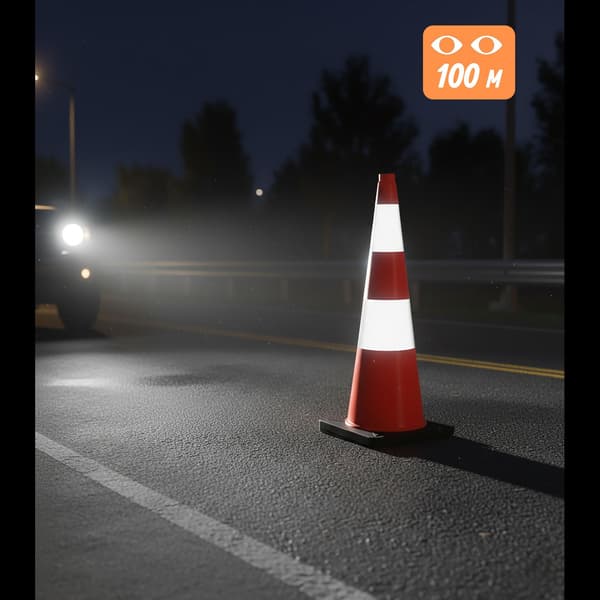 Trafikkegle 90 cm, kraftig, reflekterende striber