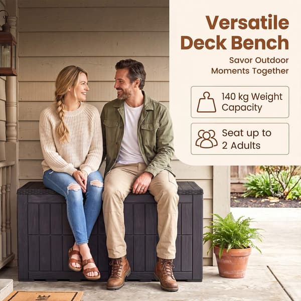 Förvaringslåda för utomhusbruk 380L, väderbeständig, låsbart lock, brun