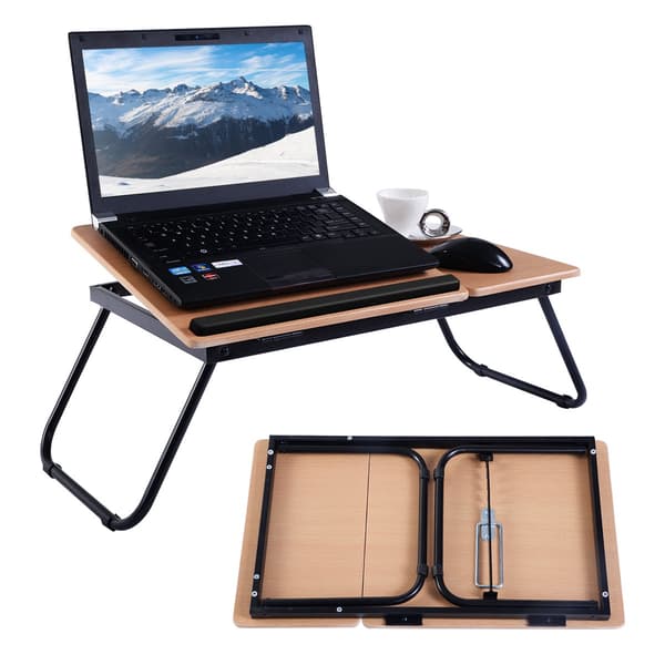 Sammenklappeligt laptopbord med vippeplade, 4 vinkler, sort