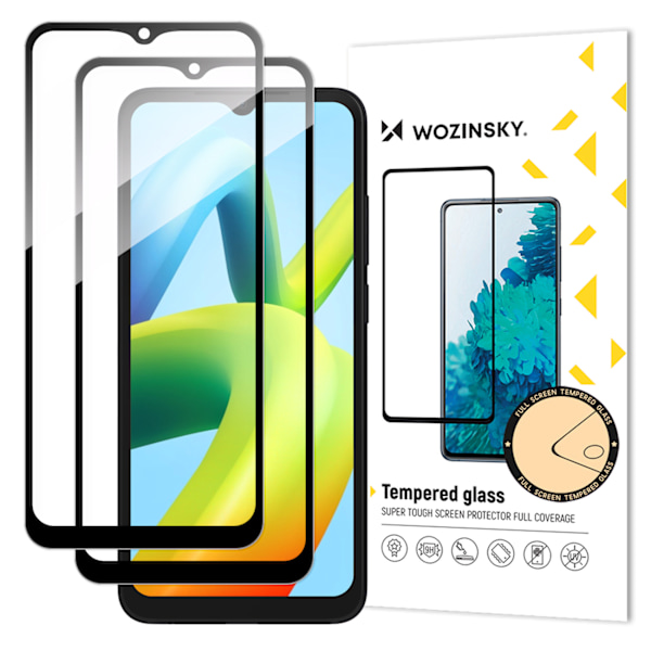 SET 2x 9H härdat glas för hela skärmen Xiaomi Redmi A2 / Redmi A1 med svart ram