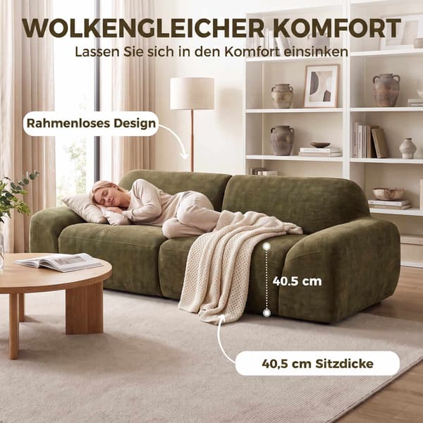 3-sitssoffa, chenilleklädsel, djupgrön