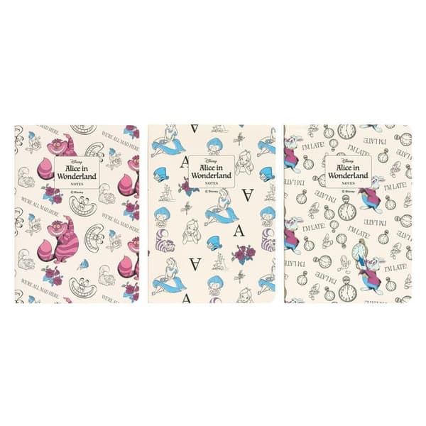 Alice i Underlandet A6 Notebook Set, paket med 3