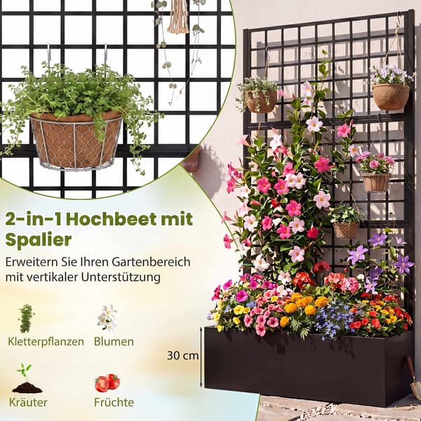 Højbed i metal med espalier – sort