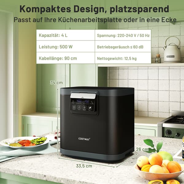 Elektrisk køkkenkomposter, 4 liters kapacitet, lugtkontrolfiltre