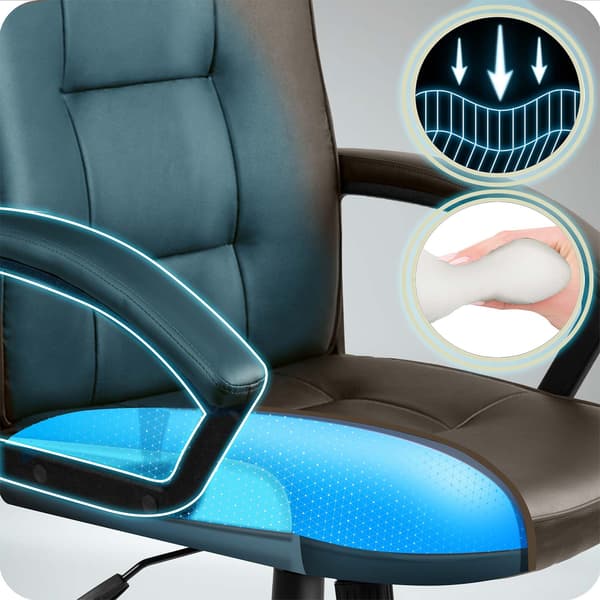 Ergonomisk kontorstol, mørkebrun, justerbar højde