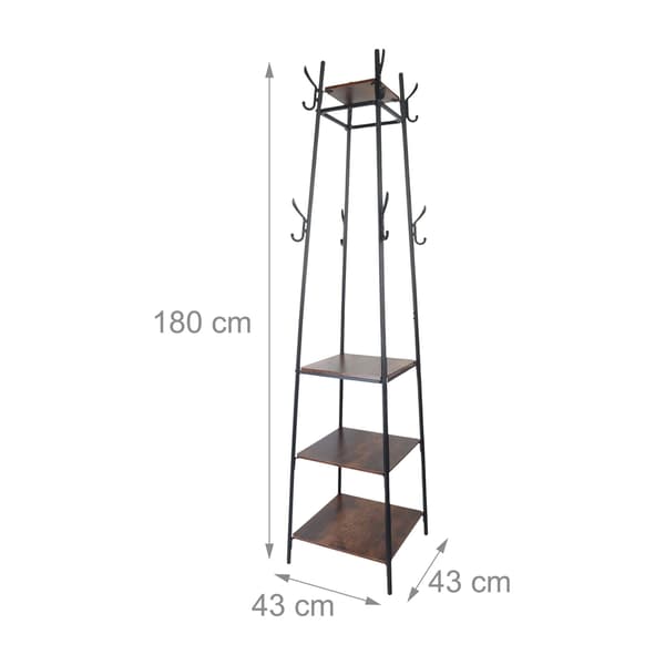 Vaateteline 8 koukulla ja 4 hyllyllä, 180 cm