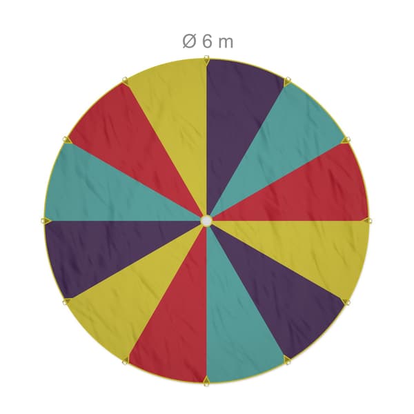 Regnbågsfallskärm för barn, 600 cm diameter