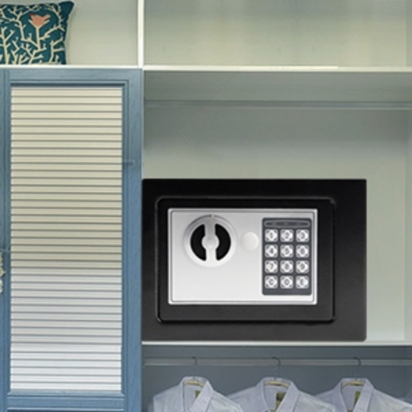 Herzberg HG-03848: Elektronisk digital sikkerhedsboks i stål - 17x23x17 cm