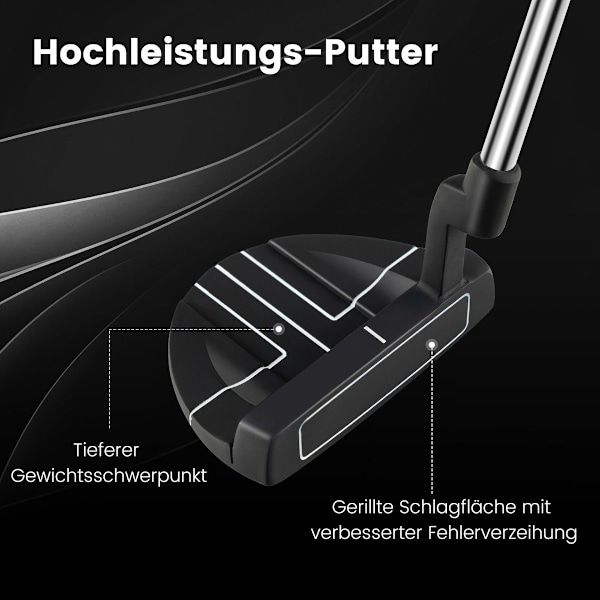 Golf Putter 89 cm rustfri stålhammer putter med rustfrit stål hoved og skridsikkert greb
