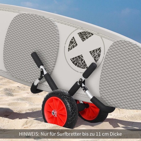 Surffikärry Surffilaudan Kuljetuskärry Taitettava Pehmustetut Pu-Renkaat Alumiini Hopea Jopa 45 Kg L64 X L55 X K38,5 Cm