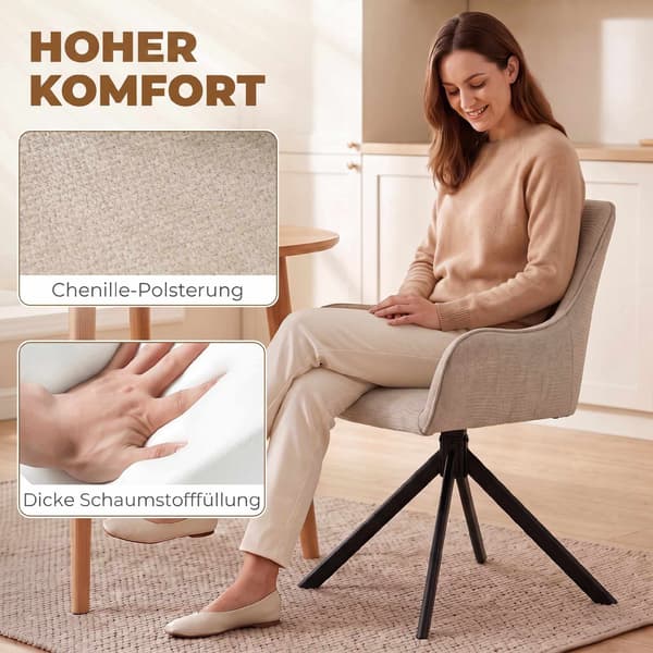 Beige snurrstolar med armstöd, set om 2