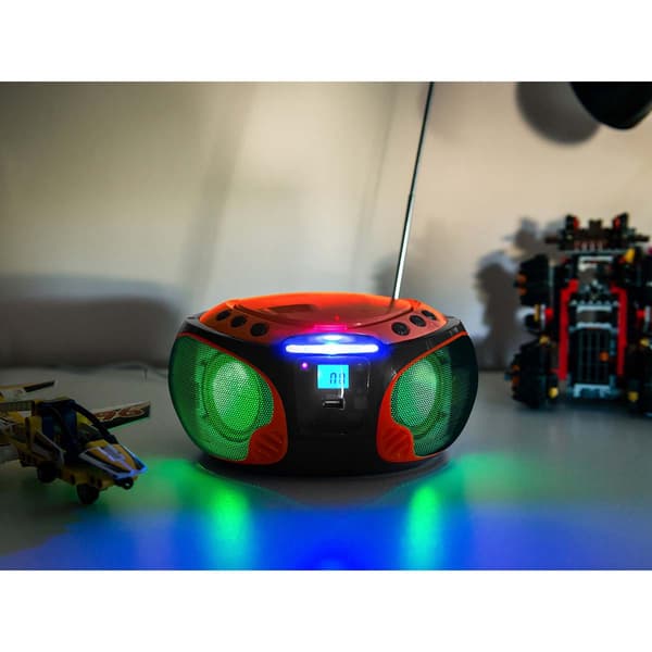 Bærbar Bluetooth FM-radio CD/MP3-afspiller med USB, rød