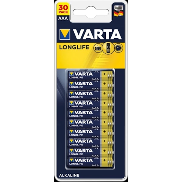 VARTA Longlife AAA alkaliparisto LR3, 30 kpl