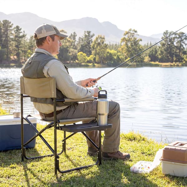 Sammenklappelig instruktørstol med sidebord, 150 kg