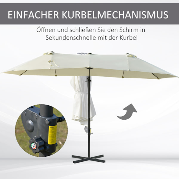 Double Parasol Cantilever Sateenvarjo Tuplasateenvarjo Kammella Säädettävä Puutarhasateenvarjo Auringonsuoja Metalli Kermanvalkoinen 440 X 270 X 250 C