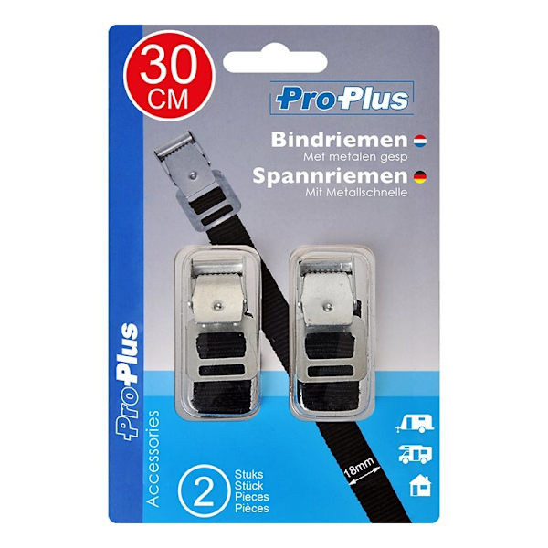 Bind stropper med metalspænde 18mm-30cm - sæt med 2 stk