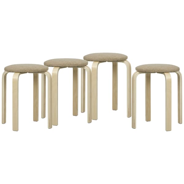 Stapelbara stoppade pallar, set om 4, khaki, björkben