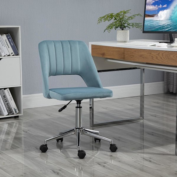 Kontorstol Drejestol Skrivebordsstol Højdejusterbar 360° Roterbar Kammusling Design Foam Velvet Polyester