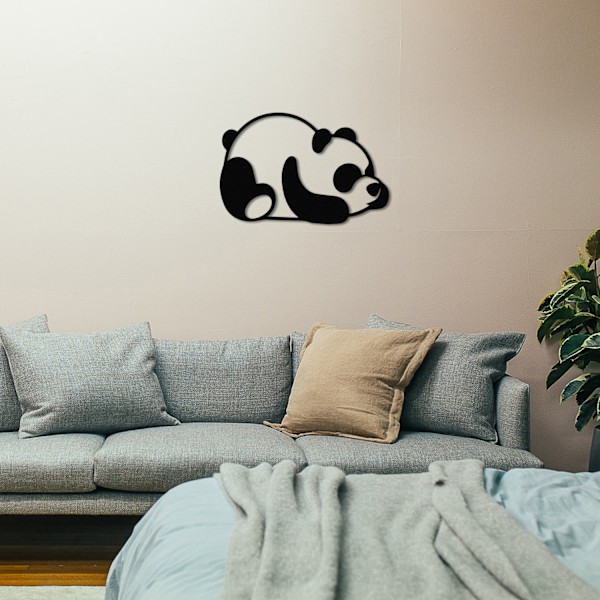 Dekorativt metalvægtilbehør Panda Metaldekor