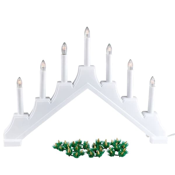 Adventsljusstake med Sju Ljus och Vit Bas för Advent