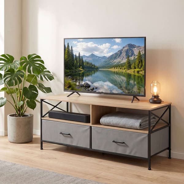 TV Lavt bord med opbevaring, grå-sort, 120 cm