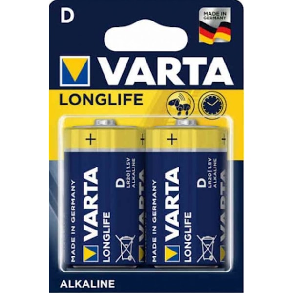 VARTA Longlife Alkaline D batteri LR20, 2-pack