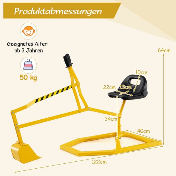 Metalgraverlegetøj med 360 graders roterende sæde