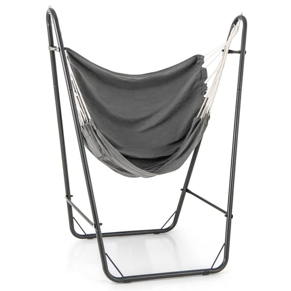 Hængestol med stel, grå, bomuld-polyester, 120 kg lasteevne