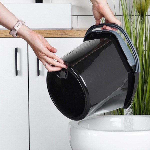 Moppespand med vrider, plast, sort, 10 l