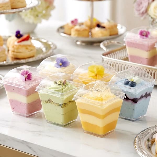 Dessertkoppar med lock, 180 ml, set om 6