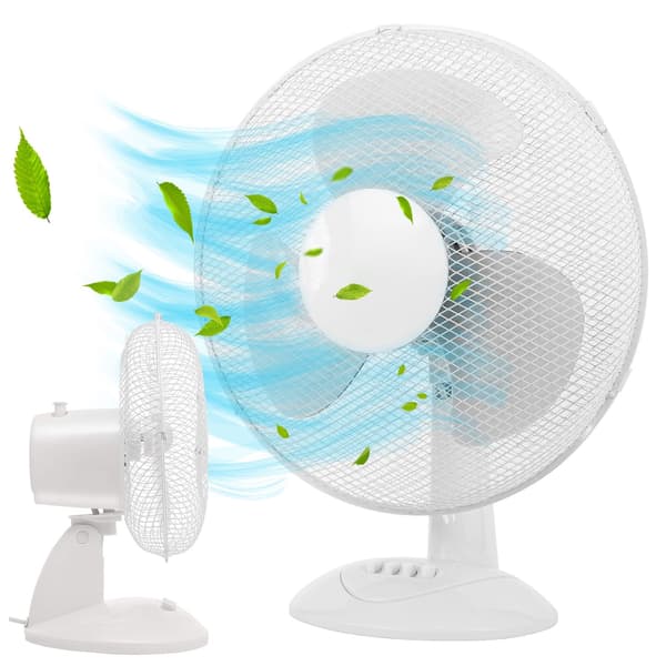 Bordventilator, hvid – 38W, 3 hastigheder, 90° oscillation