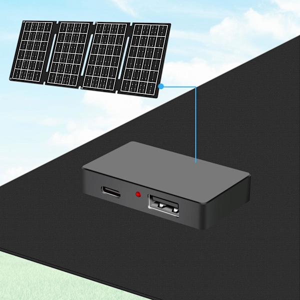 Foldbart solpanel med USB-oplader 1x USB-C, 1x USB-A 15W