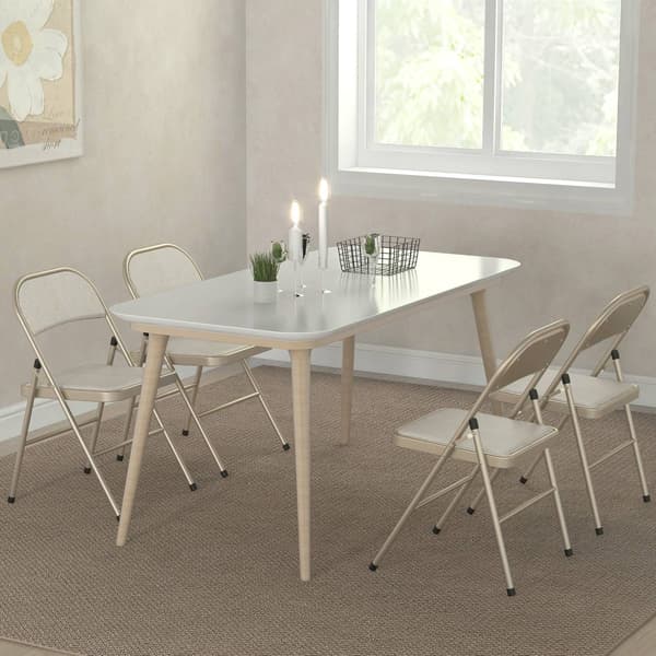 Foldbare polstrede stole, sæt med 4 – Stålstel, beige
