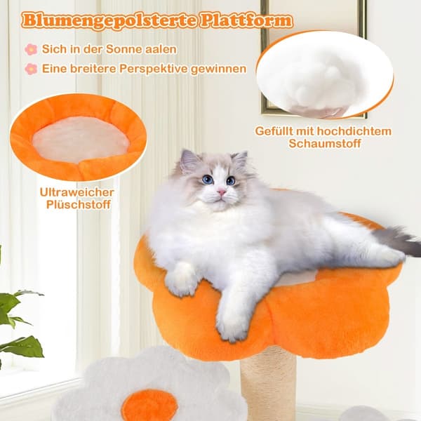 Kradsetræ med sisalstolper og plysblomsterplatforme