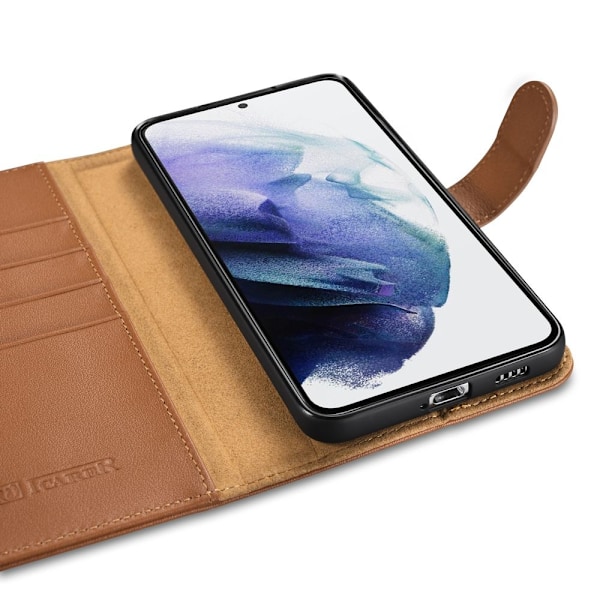 Läderplånboksfodral för Galaxy S22+ Brun