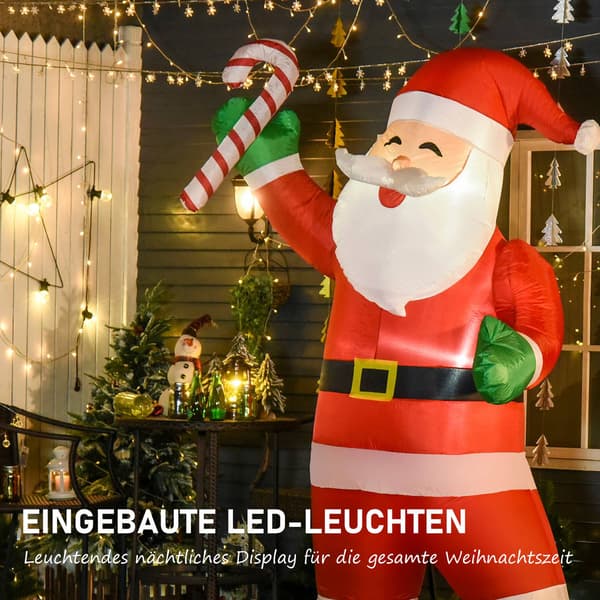 Oppustelig julenisse med LED lys, 243cm