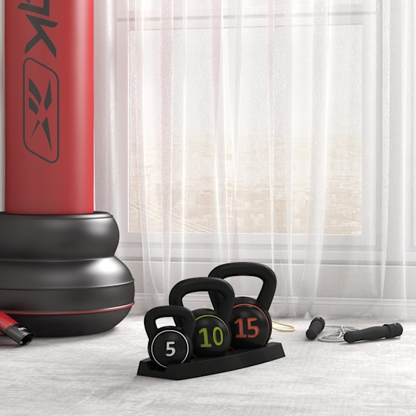 Kettlebell, 2,2 Kg, 4,5 Kg, 6,8 Kg Kettlebell, Set Med 3 Bollvikter För Gymnastik, Styrketräning, Svart