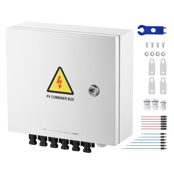 PV-kombinationsboks, 6 strenge, IP65, 63A afbryder, 10A sikringer