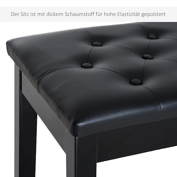 Klaverskammel Klaverbænk Traditionel Landhusstil Kosmetisk Skammel Opbevaringsplads Gummitræ Imiteret Læder Sort 76 X 36 X 50 Cm