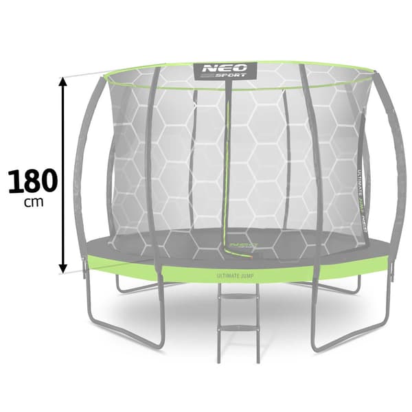 Trampolinsikkerhedsnet, 252 cm, 6 stænger, lynlåsåbning