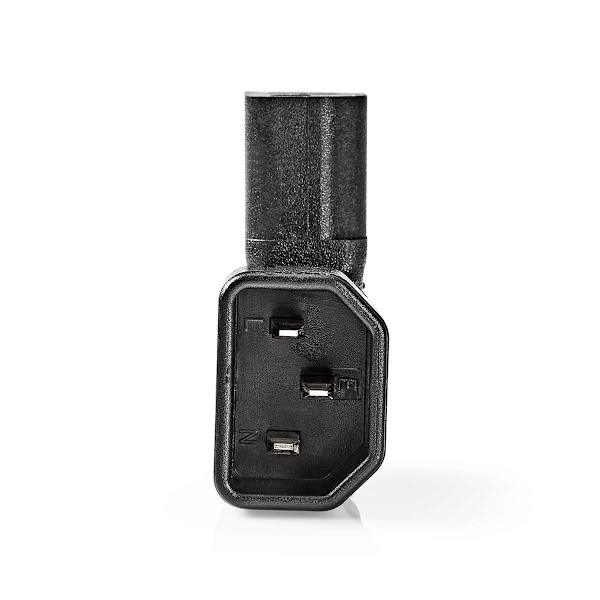 Extension Plug | IEC-320-C13 | IEC-320-C14 | Vinklat vänster | Nickelplaterad | PVC | Svart | Låda | 1 st.