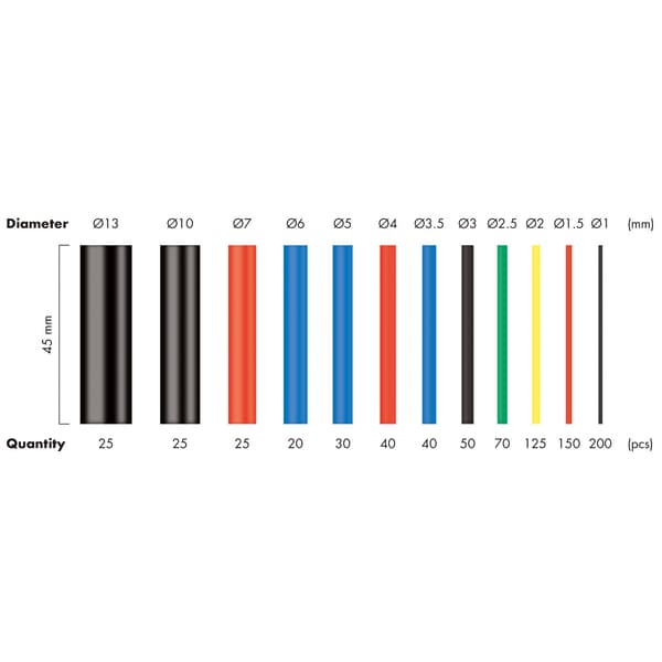 Krympslang, 800-pack, 45 mm, blandade färger