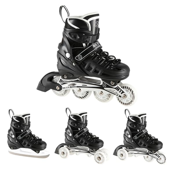 4-i-1 sorte LED inline/skøjter, størrelse S (31-34)