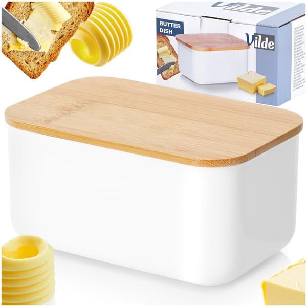 Hvid Smørfad i rustfrit stål