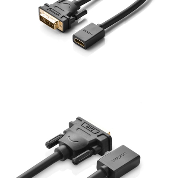 HDMI (naaras) - DVI (uros) sovitin 0,15 m musta