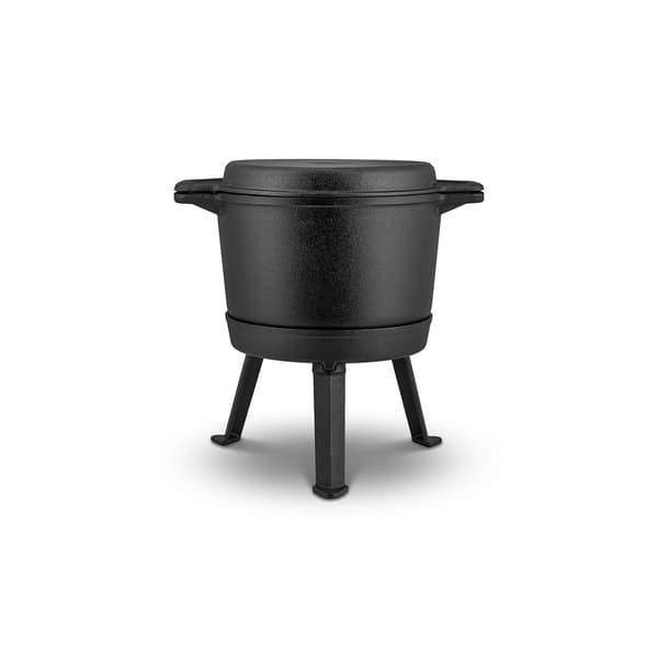 Støbejernsgryde med grillpande, 8L til bål