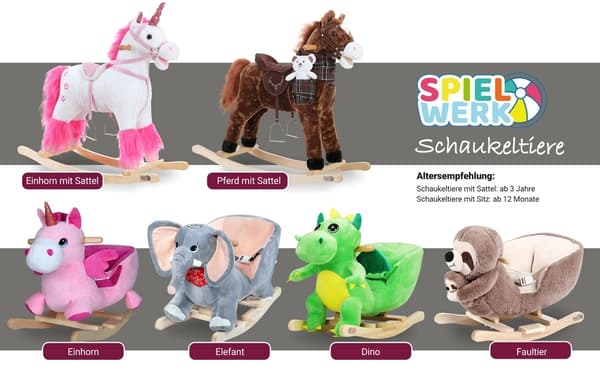 Enhörningsgunga med ljud, plyschsits, säkerhetsbälte