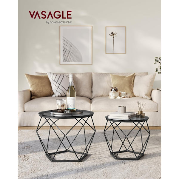 Modernit Nesting-sohvapöydät, 2 kpl sarja, lasia ja terästä
