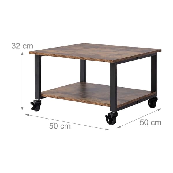 Printerstativ med hjul, sort – 2-lags, 32x50x50 cm