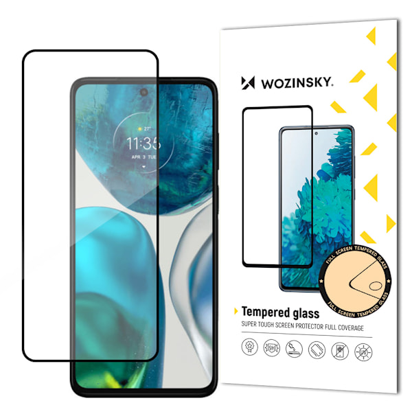 Kestävä 9H karkaistu lasi Motorola Moto G52:n koko näytölle rungolla Koteloystävällinen musta